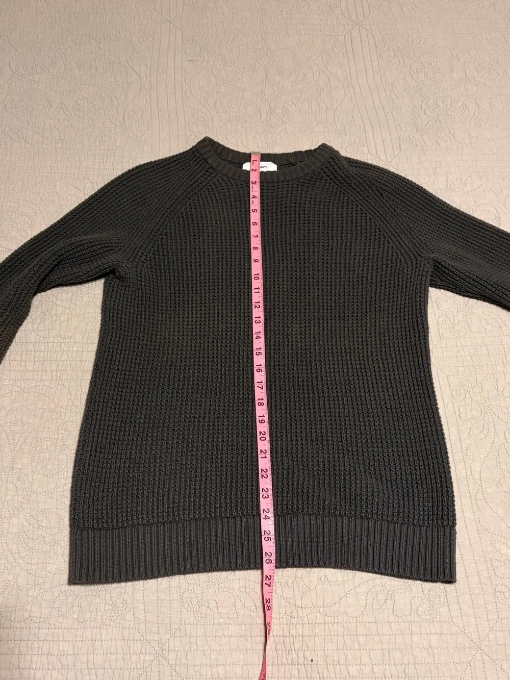 Old Navy Men's Grey Crewneck Fisherman Knit Sweater